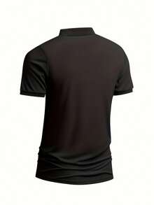 Men's Solid Color Short Sleeve Casual POLO Shirt - Black - View 2