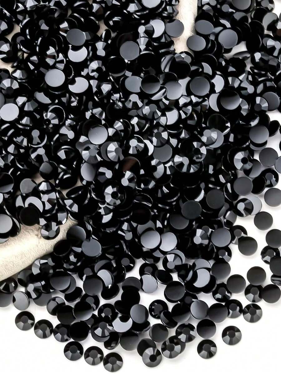 2800/1800/900 piezas/paquete de cristales de resina de color negro, cristales sin aplicar calor, diamantes planos de espalda de 4mm para manualidades DIY, arte de uñas, decoraciones de uñas, accesorios de uñas, cristales brillantes sueltos, decoración de artesanía, gemas de uñas, suministros para uñas