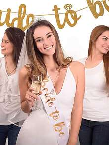 2 件/套新娘和新郎腰带，带字母，优雅缎带，适合单身派对、新娘送礼会和婚礼礼物