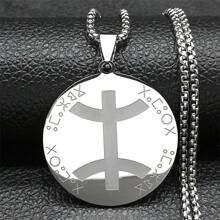 Collana con pendente con simbolo berbero africano per uomo e donna, in acciaio inossidabile color oro/argento, gioiello con catena con lettera amazigh