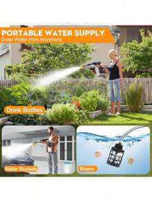 无线电动洗车水枪，可充电锂电池供电，无线高压洗车机，清洁枪，家用洗车水枪，高压水枪，用于洗车、地板清洁、浇灌植物 - 彩色 - 查看 9