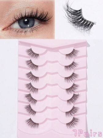 7 对 5D 浓密透明假睫毛，0.7-1.4 厘米