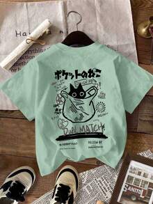 NEON DUSK Men's Cartoon Print Light Green T-Shirt - Green - View 1