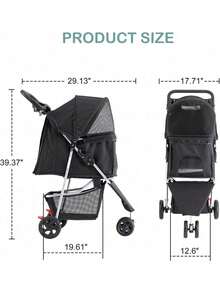 Pet Stroller For Dogs And Cats | Foldable, Lightweight, And Durable | Ideal For Small To Medium Pets | Includes Storage Basket And Cup Holders-TKL
