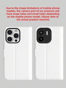 White Multifunctional Wallet-Style PU Phone Case, Compatible With IPhone 11/12/13/14/15 Pro Max, Suitable For Daily Use Wallet-Style Flip Phone Case, Compatible With Samsung Galaxy A55/A54/A53/A52/A51/A14/A15/S22/S23/S24 Ultra, Can Hold Credit Cards OnePlus N200 5G/N20/N30/Ace/Ace2/11/10 Genuine Leather Phone Case With Kickstand - White - View 8