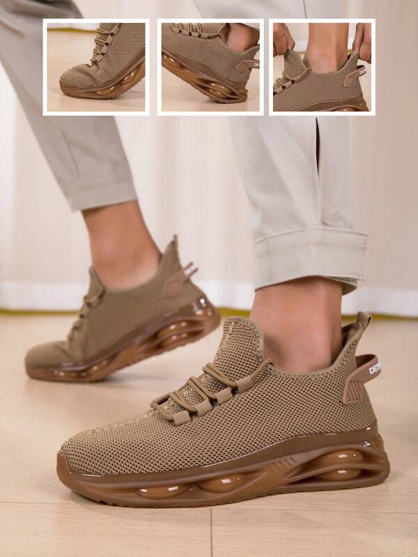 Plus Size Men's Fashionable Breathable Knit Casual Shoes, Comfortable Non-Slip Soft-Sole Sneakers, Lightweight Casual Minimalist Running Shoes, Suitable For Outdoor Activities, Teen Summer Casual Or Outdoor Athletic, Vacation Travel Or Graduation Gifts Or Birthday Dress Accessories