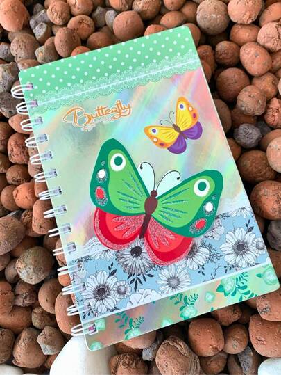 Agenda Caderno de Anotação 60 Folhas Colorido Borboleta Agenda Infantil Escolar 19cm Borboleta Agendinha Fofa Frutinhas Chaveirinho