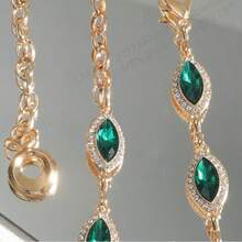 Fashionable Crystal Waist Chain, Metal Versatile Rhinestone Inlaid Retro Decor - Green - View 6