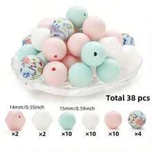 38pcs Silicone Bead Set, Assorted Shapes & Colors, DIY Craft Supply For Keychains, Bracelets, Phone Charms, Necklace Jewelry Making Accessories - Silicone Beads and Hexagonal Series - View 14