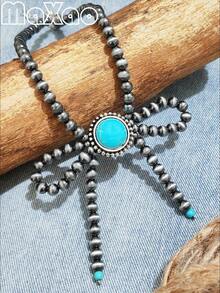 Women's Retro Style Pearl Necklace With Bow Design, Suitable For Daily Wear - Bow Beaded Necklace - View 2