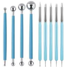 4pcs/5pcs/9pcs Silicone & Stainless Steel Clay Sculpting Tools, Clay Modeling & Sculpting Brushes For Embellishing, Imprinting, Nail Art, Polymer Clay