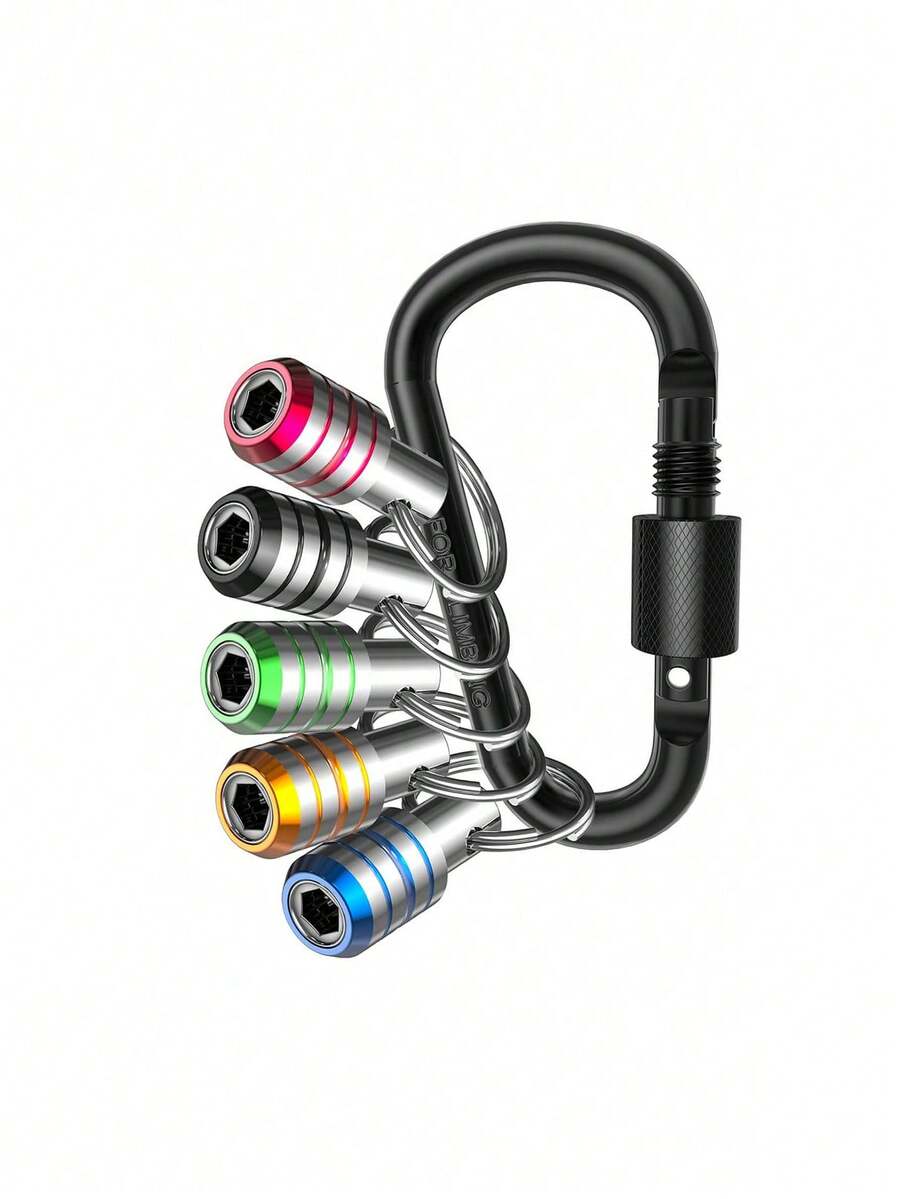 5pcs Multi-Color Diamond Drill Bit Storage Box, 1/4" Hex Shank Key Chain Extension Bar, Outlet Adapter - Multicolor - View 1