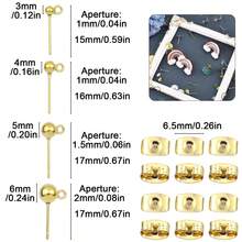 10pcs Stainless Steel Round Ball Earrings Post And Backs, Suitable For DIY Jewelry Making - Gold [BXG63] - View 3
