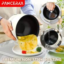 PANCERKA 1 Set de Olla Eléctrica de Capa Sencilla y Doble, 1.0 L Olla Eléctrica Multifuncional de Capa Antiadherente con Botón Mecánico Inteligente, Olla de Arroz Eléctrica para Uso Doméstico, Enchufe EU