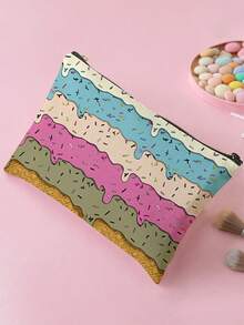 1pc Colorful Floral Bowknot Design Printed Toiletry Bag, Travel Pouch For Beach, Swimming Pool, Swimsuit, Travel Storage Bag, Cosmetic Bag, Makeup Bag, Organizer, Large Capacity Wash Bag For Lipstick, Brush, Skincare, Phone, Coins, Small Items, Multifunctional For Home, Gift, Holiday, Festival Use, Suitable For Teenagers, School Cosmetic Bag, Back To School Supplies, Cosmetics And Toiletries Storage, School Supplies, Storage Bag, Room Essentials - Multicolor - View 4
