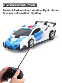 Voiture radiocommandée dinosaure avec rotation à 360°, roues illuminées, voiture RC dinosaure 2.4Ghz avec cascades rapides, voiture RC transformable, voiture de police transformante à l'échelle 1:18 avec lumières, transformation 1 touche avec rotation à 360°, jouet télécommandé d'intérieur et d'extérieur pour enfants de 3 ans et plus, cadeau idéal pour Noël/Halloween/Pâques pour les garçons