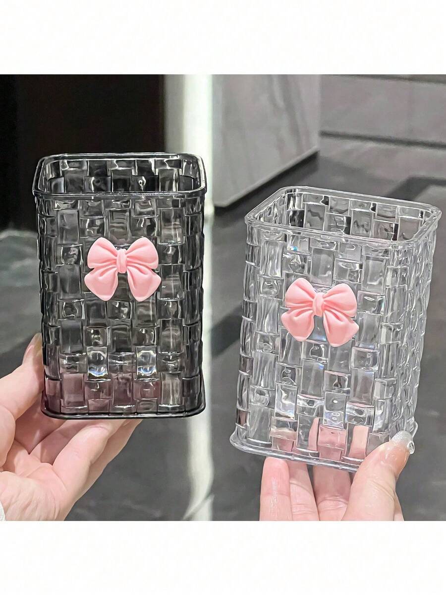 1/4 pièces Boîte de rangement de bureau transparent, support à stylos et boîte de rangement, idéal pour les fournitures scolaires, le bureau, le dortoir, le maquillage, les soins de la peau et les accessoires de bureau - Multicolore - Voir 1