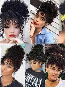 Synthetic Bangs Wig Afro Kinky Curly Wig Extensions For Women Natural Hairpieces Heat Resistant Fiber Clip In Hair