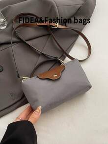 New Fashionable Solid Color Minimalist PU Bucket Bag, Stylish Simple High-End Handbag, Suitable For Work, Shopping, Dating, Versatile - Grey - View 8