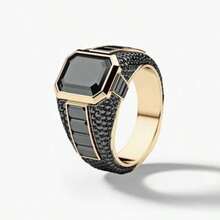 1pc Men's Engagement Ring, Fashion Business Style Gold Color Cubic Zirconia Decor Ring, Suitable For Men's Daily Wear, Engagement, Wedding, Anniversary, Party, Jewelry Gift For Valentine's Day, Birthday - Gold - View 13