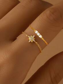 1 pieza Anillo de cadena minimalista de plata de ley 925 de estilo lujoso y ajustable para mujer, perfecto para el uso diario/joyería de boda y novia, joyería fina