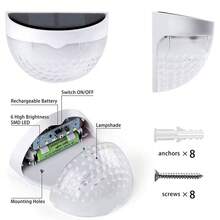 6 个 LED 半圆形太阳能栅栏灯：持久照明，易于安装，适用于户外道路和栅栏，- 友好型 6 个 LED 半圆形太阳能栅栏灯：利用阳光，节省能源