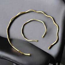 Choker e Pulseira Aro Ondulado Ajustável Dourado e Prata