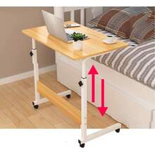 Escritorio Armable Móvil, Escritorio Forma en "C"  Para Laptop o PC, Mesa de Servicio Para Lectura, Trabajo, Ocio, Estudio, Fácil de Armar y Guardar, Para Espacios Pequeños en Casa u Oficina, Soporte de Hasta 40kg - Beis - Ver 3