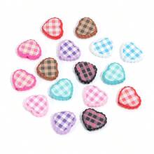 10 hạt hình trái tim họa tiết da báo kẻ caro phủ UV Acrylic, Phụ kiện trang sức tự làm, Màu sắc ngẫu nhiên - Nhiều màu - Xem 12