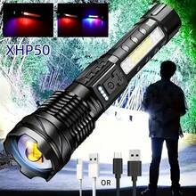 1pc Adjustable Zoom Powerful Aluminum Alloy Flashlight, Waterproof For Outdoor Night Running, Cycling, Patrol - Black - View 1