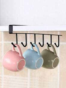 1pc/Wall Mounted Hat Organiser, Iron Storage Hanger With 6 Hooks, Portable Multi-Functional Storage Hanger, Over The Door Hat Rack, Wardrobe Cabinet Organiser, Suitable For All Types And Sizes Of Hats. - Multicolor - View 1
