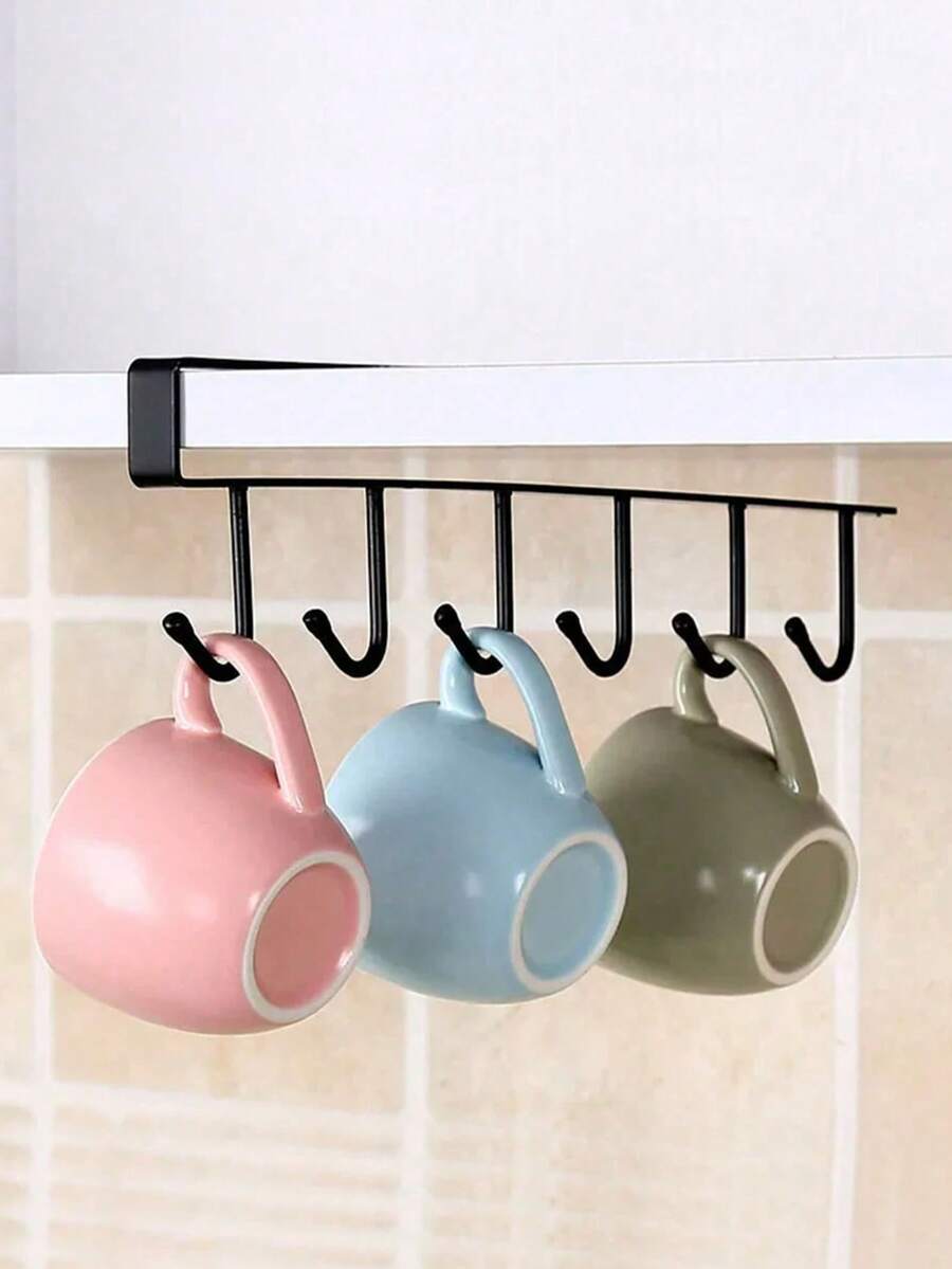 1pc/Wall Mounted Hat Organiser, Iron Storage Hanger With 6 Hooks, Portable Multi-Functional Storage Hanger, Over The Door Hat Rack, Wardrobe Cabinet Organiser, Suitable For All Types And Sizes Of Hats. - Multicolor - View 1