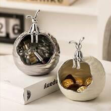 1 pieza Tazón decorativo de almacenamiento, decoración de almacenamiento de cerámica, bandeja de almacenamiento de llaves de alta gama, caja de almacenamiento de joyas para tocador moderno, suministros de almacenamiento y organización del hogar, accesorios de dormitorio, decoración de dormitorio, decoración de la habitación, decoración del hogar Regreso a clases - Multicolor - Ver 9