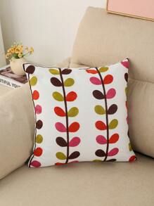 1pc Countryside Style Decorative Pillow Cover, Tree Leaf Embroidery Craft, Without Pillow Insert, Suitable For Living Room Sofa, Bedroom