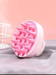 2支装头皮按摩洗发刷，硅胶洗发刷，柔软头皮清洁梳，美发工具，家居美容美发配件 - 粉紅+紫 - 查看 5