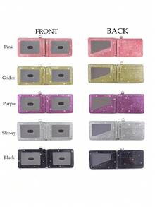 Glitter Bus Card Holder Rotating ID Card Case Stylish Subway Card Wallet Coin Purse For Women Wallet Mini Wallet Purse Wallet Wallet - Multicolor - View 4