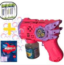 Automatic Bubble Blower Machine, Colorful, Kids Toy, Blue Red, 50ML - Bubblegum Pink+Battery+Refill - View 2