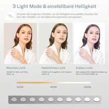 Schminktisch mit Spiegel und Beleuchtung, Schminktisch mit 4 Schubladen, 4 offenen Regalen, 5 Schmuckhaken für Schlafzimmer, Weiß