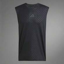 Adidas 男士运动性能动力背心，吸湿排汗，透气，力量训练，健身无袖背心 JM3190 - 黑色 - 查看 1