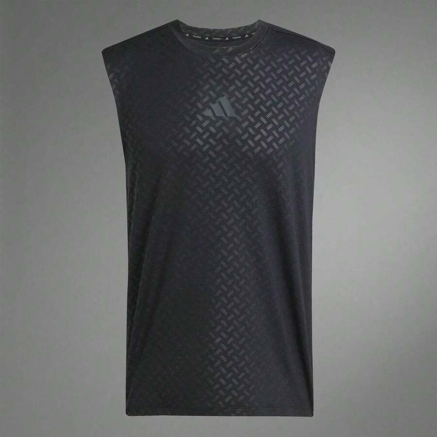 Adidas 男士运动性能动力背心，吸湿排汗，透气，力量训练，健身无袖背心 JM3190 - 黑色 - 查看 1