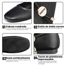 WEIDE Zapatos De Baile De SalóN Para Mujer – DiseñO Elegante Tipo Ballet Con Cintas Y Punta Redonda. - Negro - Ver 7
