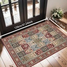 Local Rug, Retro Geometric Pattern Style Rug With Backing, Machine Washable Rug, Dot-Plastic Backed, Room Rug, Bedroom, Home Office, Kids' Room, Playroom, Kitchen, Dining Room Mother's Day Home Bathroom Decor