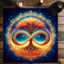 1pc Tree Of Life Tarot Card Tablecloth Moon Phase Plants Table Cloth For Tarot Altar Cloth Divination Cloth Card Pad For Room Home Decor - Black - View 4