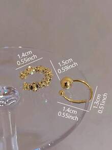 Khuyên tai kẹp bằng hợp kim kẽm lấy cảm hứng từ phong cách Y2K thanh lịch dành cho nữ - Không xỏ khuyên với thiết kế vàng mảnh độc đáo để đeo hàng ngày và dự tiệc (Cặp) - Vàng - Xem 4