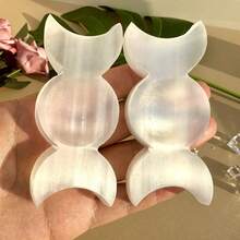 1Pc Natural Sodium Selenide Three Moon Crystal Bowl For Purifying And Recharging, Polished Gemstones, Mineral Samples, Crystal Gifts, Home Decor Tabletop Ornaments, Holiday Gifts