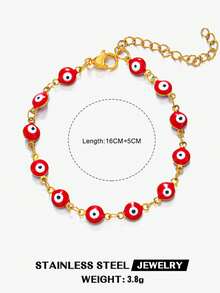 1 件不锈钢简约波西米亚邪眼手链，适合女性日常佩戴 - 彩色 - 查看 6