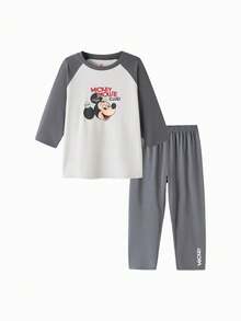 Balabala Tween Boys' Pajama Set - Soft Long Sleeve Top & Pants - Cozy Sleepwear For Tween Boys - Gray and Black Tone - View 4