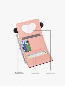 1pc Women's Fashion Compact Wallet INS Style Tri-Fold Coin Purse With Cute Dog Cartoon Design Slim & Short For Women Wallet Mini Wallet Purse Wallet Small Wallet Cute Wallet Wallet Wallet - Black and White - View 5