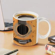 1 件，330ml/11oz 内部颜色黑色陶瓷独特吉他贝斯钢琴设计陶瓷咖啡杯适合音乐爱好者 - 2025 年新品，330ml/11oz 多功能陶瓷杯/咖啡杯/茶杯/牛奶杯/早餐杯/水杯 回到学校 - 黃色 - 查看 4