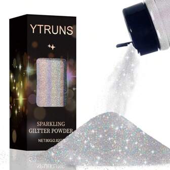 Ytruns Lustrous Holographic Laser Silver Glitter – 80g Luxurious Sparkle For Special Events & Crafts